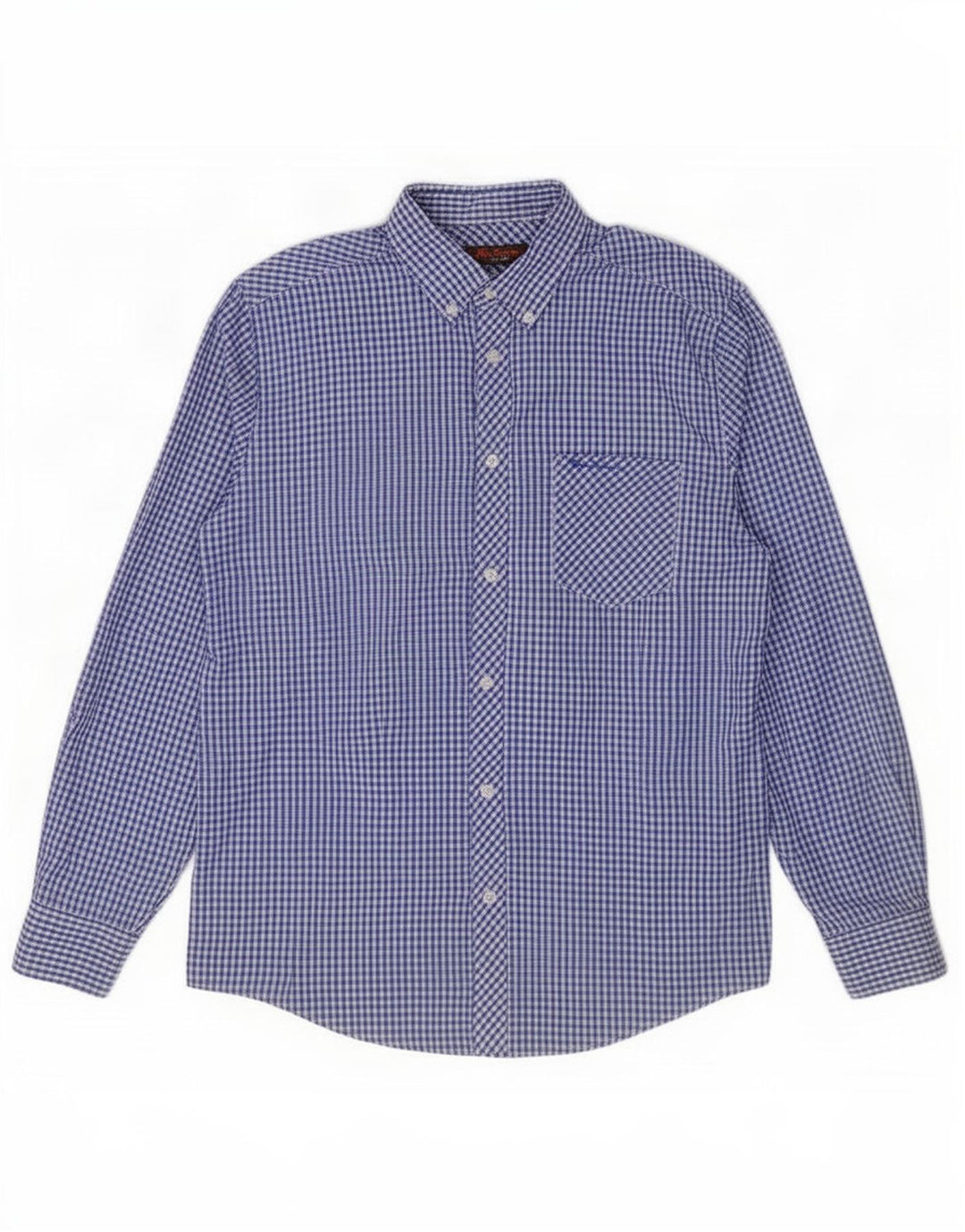 Мужская рубашка Ben Sherman из хлопка среднего синего цвета в мелкую клетку