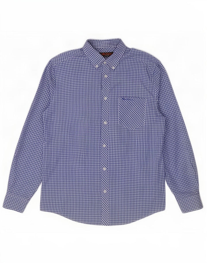 Мужская рубашка Ben Sherman из хлопка среднего синего цвета в мелкую клетку