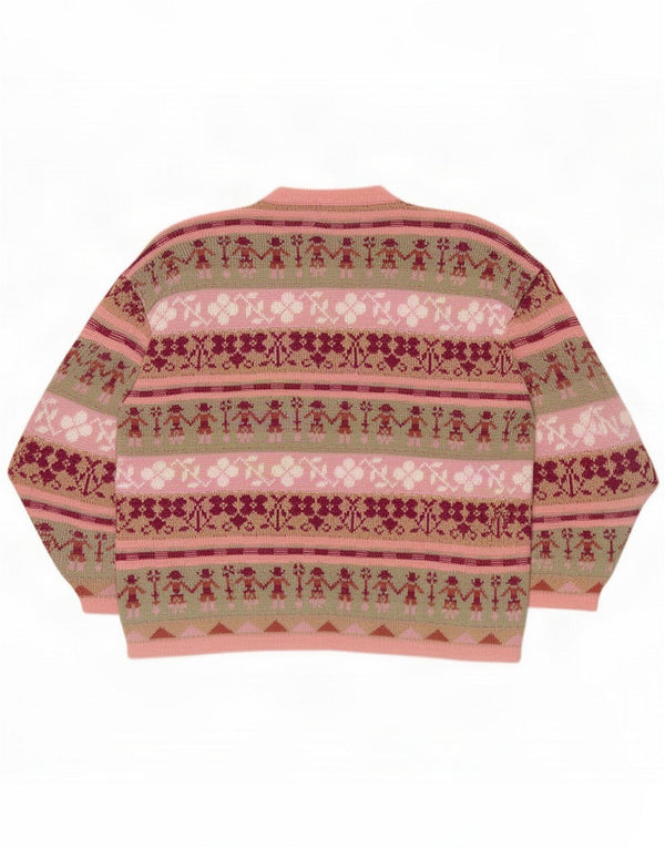 Винтажный женский кардиган-свитер UK 18 XL Розовый Fair Isle Акрил