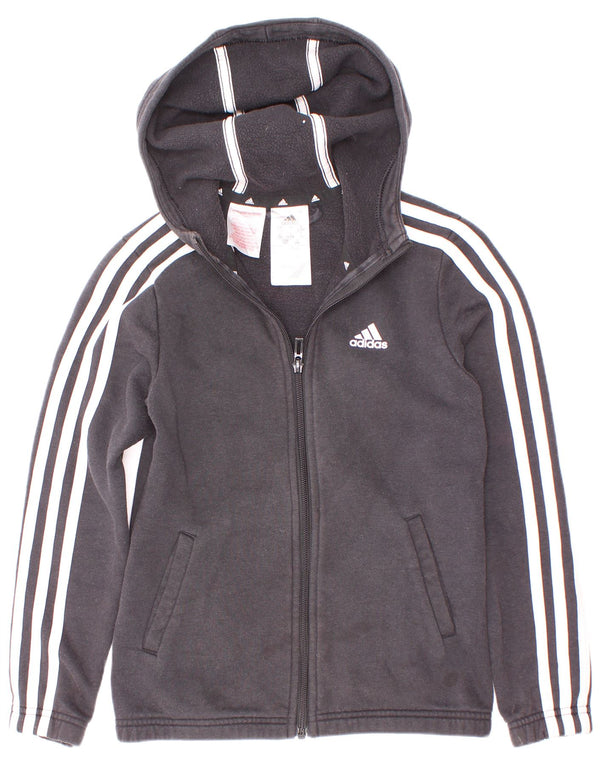 Свитер с капюшоном на молнии для девочек Adidas 9-10 лет, черный, хлопок