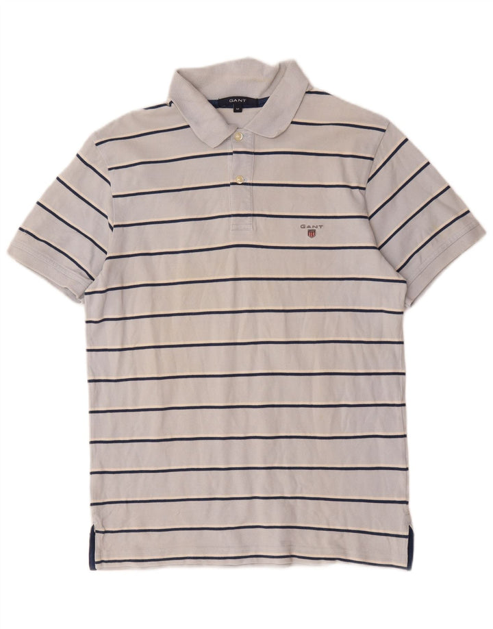 Мужская рубашка поло Gant, хлопковая синяя полоска среднего размера
