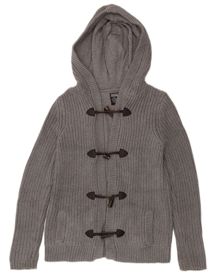 Мужской кардиган с капюшоном Tommy Hilfiger, хлопковый свитер среднего серого цвета