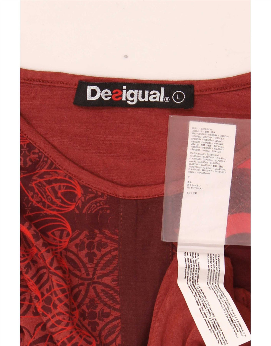 Женская блузка с абстрактным узором Desigual UK 14, большая красная вискоза