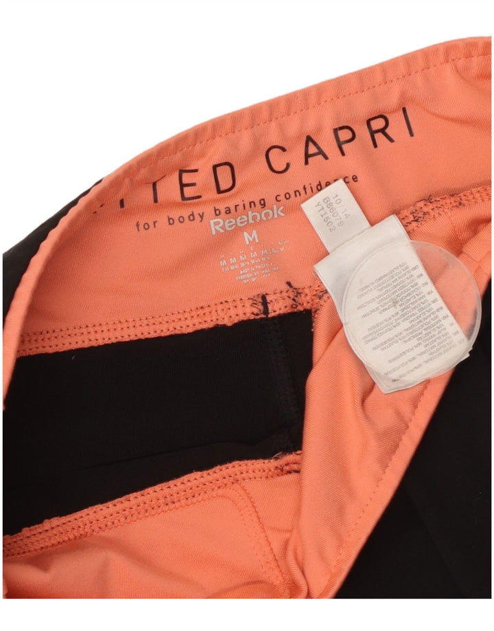 Женские облегающие леггинсы-капри Reebok UK 14, средний черный полиэстер