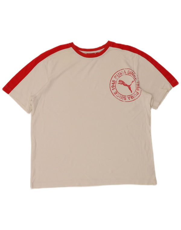 Мужская футболка с рисунком PUMA, XL, белая, хлопок с цветными блоками