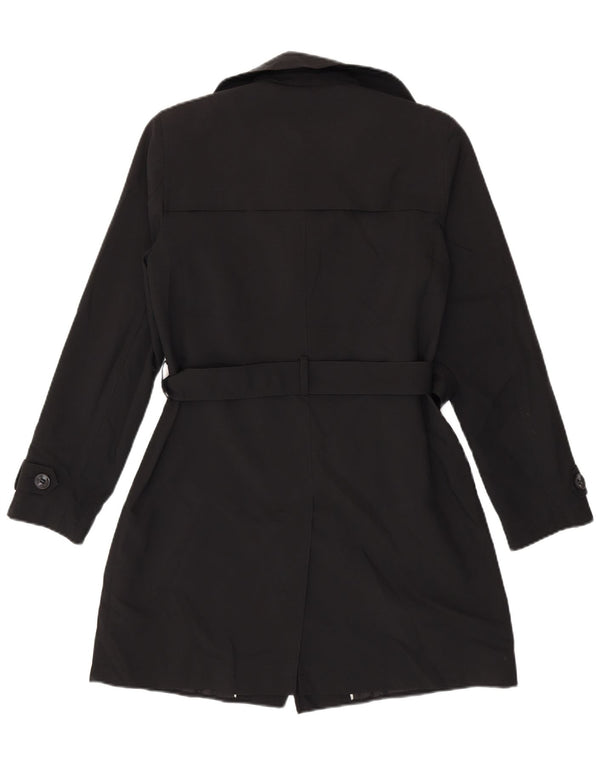 Marks & Spencer Womens Trench Coat UK 12 Medium Black Polyester
