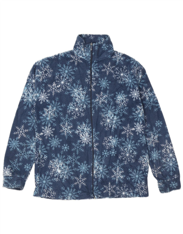 ВИНТАЖНАЯ женская флисовая куртка UK 20 2XL Темно-синяя, полиэстер Fair Isle