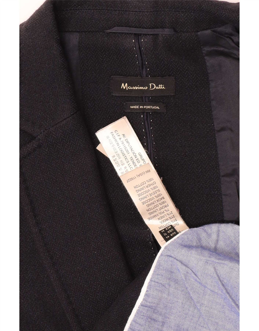 Женский пиджак Massimo Dutti на 1 пуговице EU 44 XL, черный хлопок