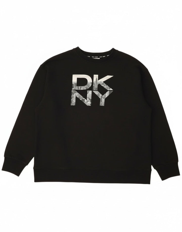 Мужской свитшот с рисунком Dkny, хлопковый джемпер среднего размера, черный