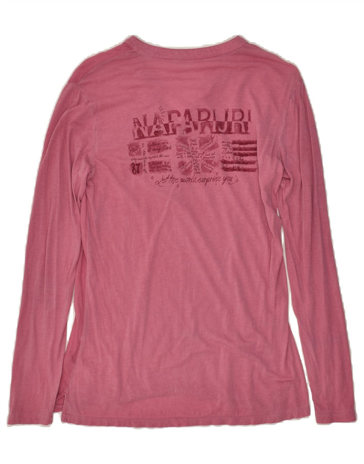 NAPAPIJRI Womens Graphic Pullover Shirt UK 10 Small Pink | Vintage Napapijri | Thrift | Second-Hand Napapijri | Used Clothing | Messina Hembry 