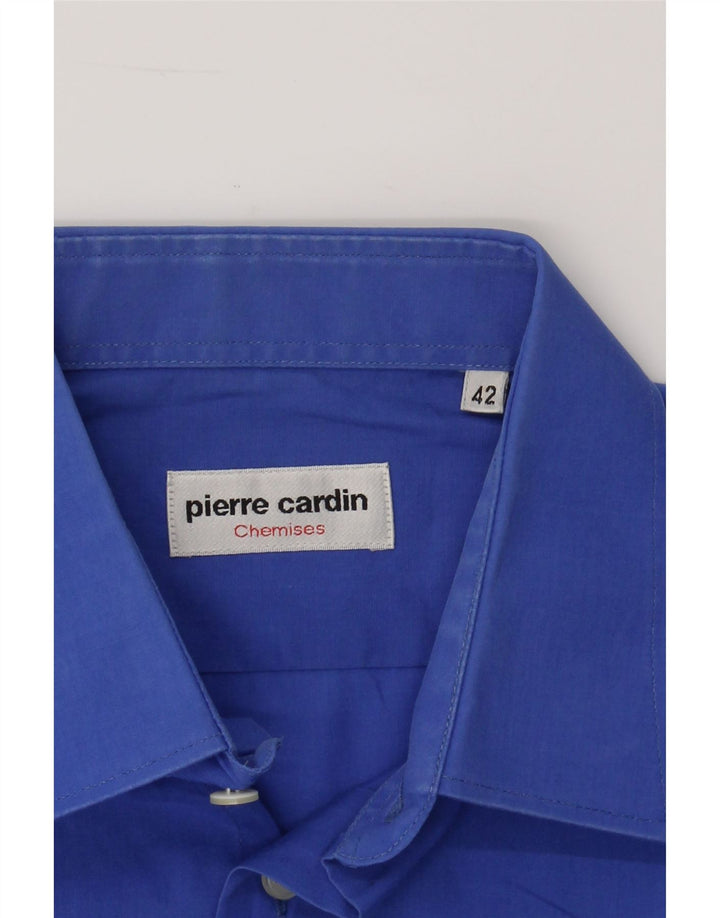PIERRE CARDIN Mens Short Sleeve Shirt Size 42 Large Blue Polyester Vintage Pierre Cardin and Second-Hand Pierre Cardin from Messina Hembry 