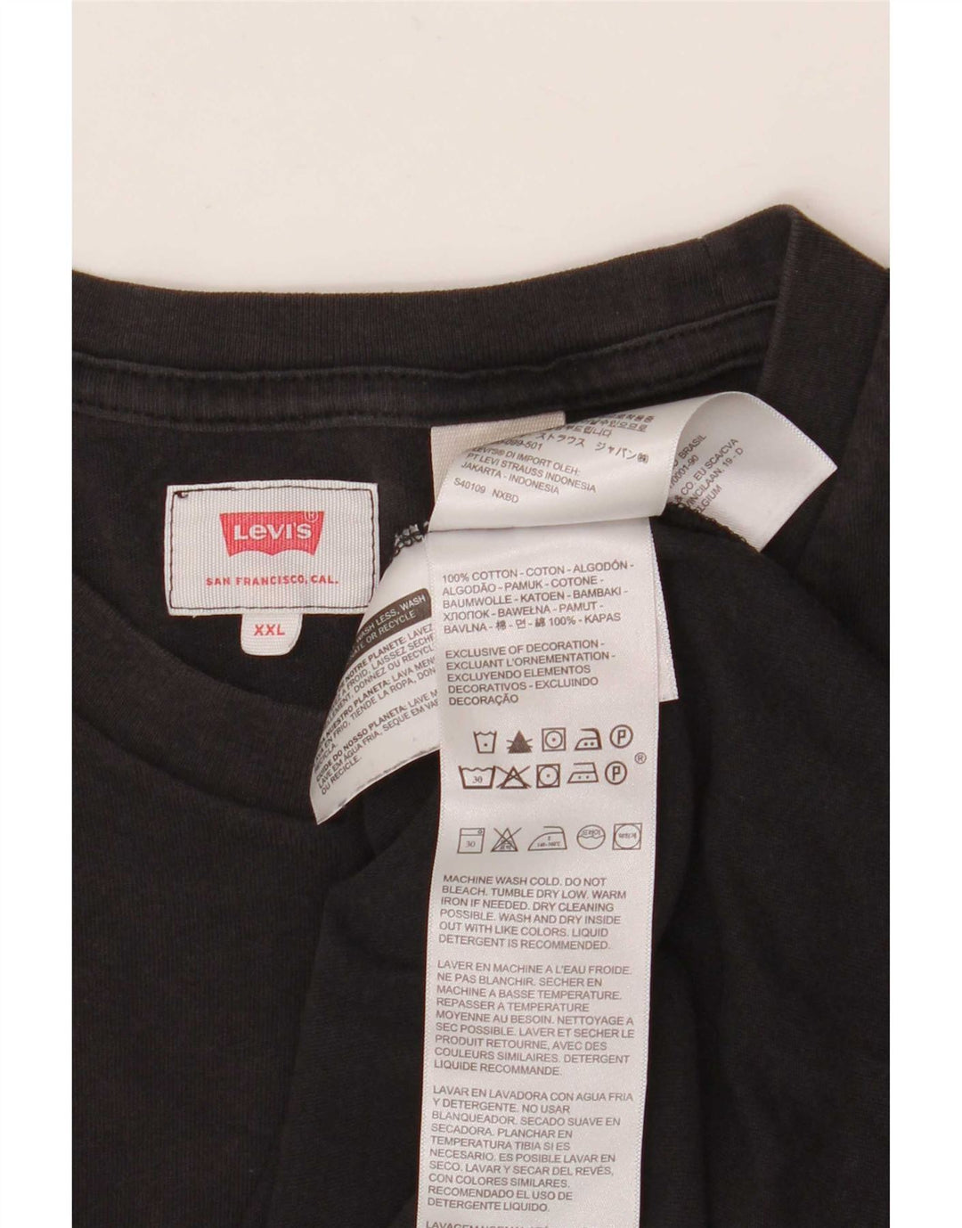 Мужская футболка Levi's Top 2XL, черный хлопок