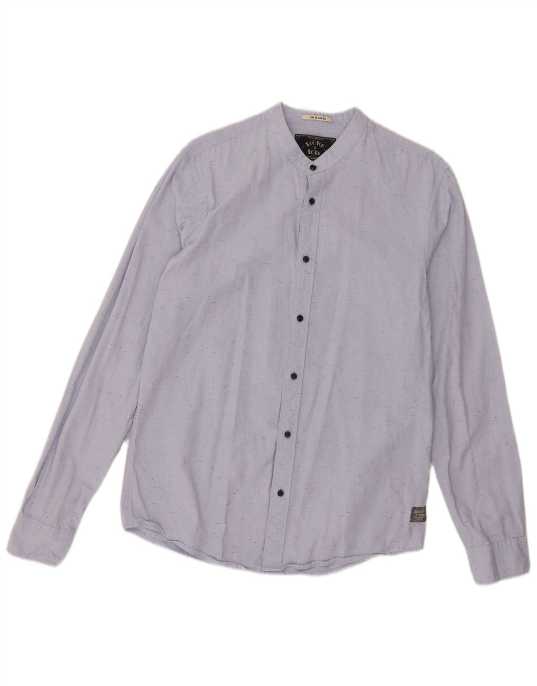 Мужская рубашка Scotch & Soda из хлопка среднего синего цвета с крапинками