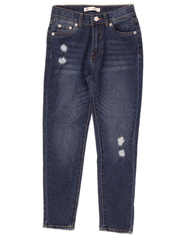 Джинсы Levi's Mini Mom с рваными зауженными краями для девочек 7–8 лет W22 L22, синие