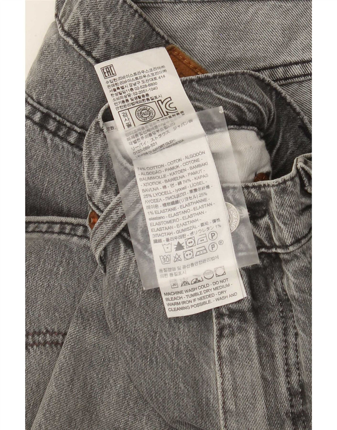 Мужские джинсы Levi's 511 Slim W34 L34 Серые хлопковые