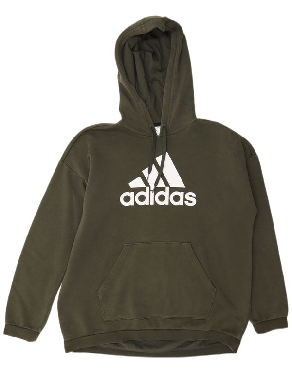 Женский джемпер с капюшоном Adidas Oversized с рисунком UK 12/14, средний зеленый хлопок