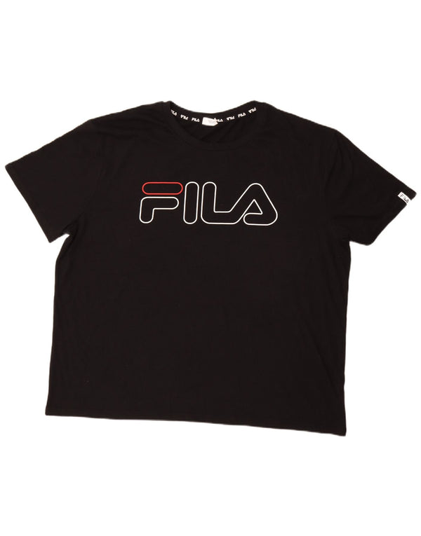 Мужская футболка с рисунком Fila Top 4XL, черный полиэстер