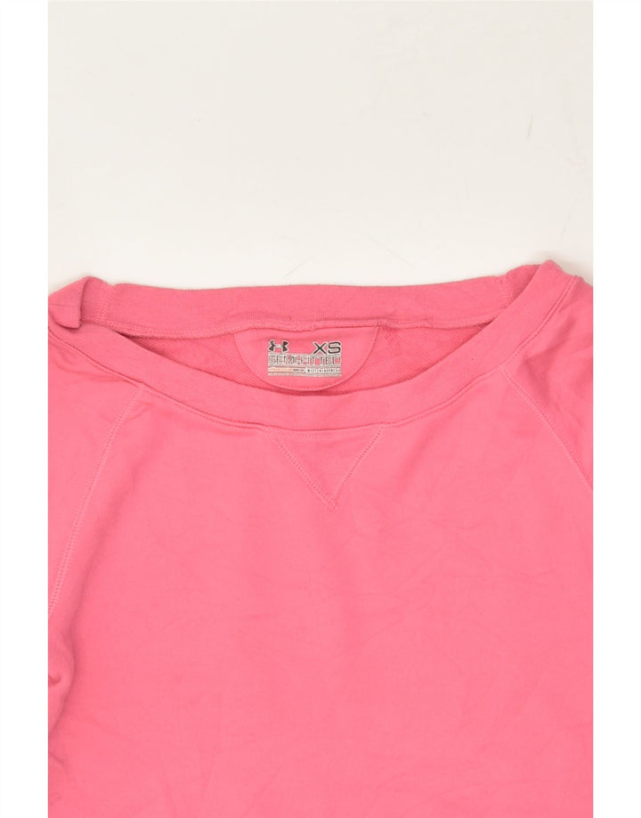 UNDER ARMOUR Womens Sweatshirt Jumper UK 6 XS Pink Polyester | Vintage Under Armour | Thrift | Second-Hand Under Armour | Used Clothing | Messina Hembry 