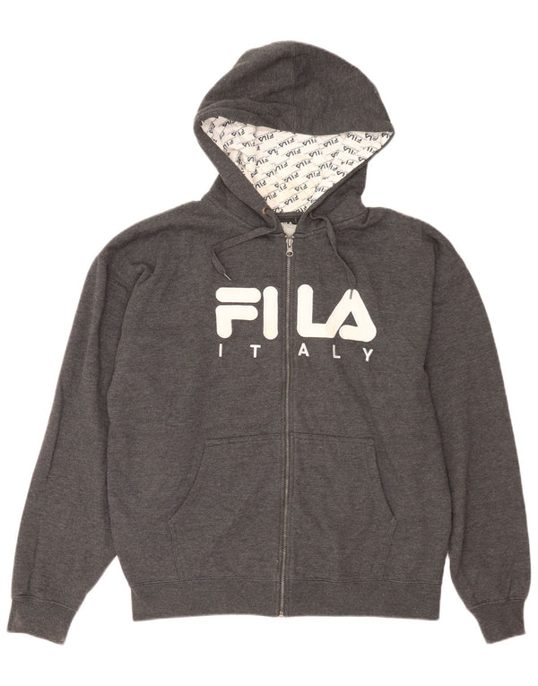 Fila Mens Italia Свитер с капюшоном на молнии, большой серый хлопок
