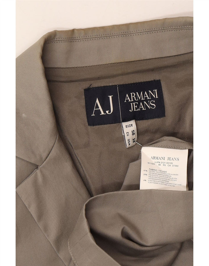 Armani Jeans Женский пиджак на 2 пуговицах США 14 XL Серый хлопок