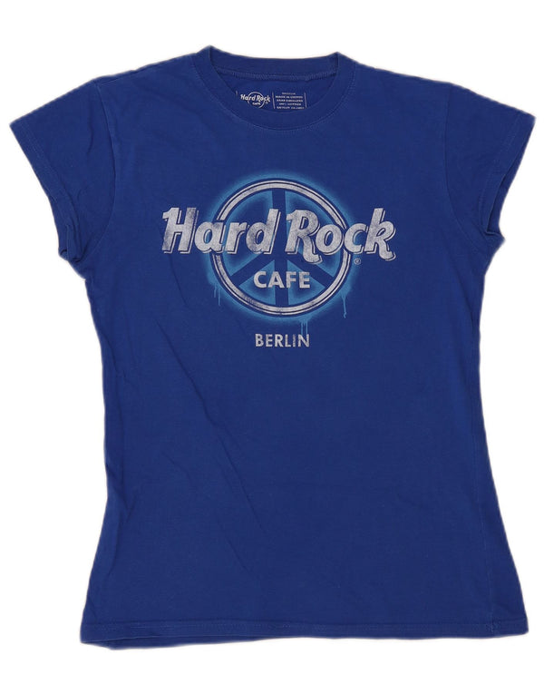 Женская футболка с рисунком Hard Rock Cafe Berlin Top UK 12, средний синий хлопок