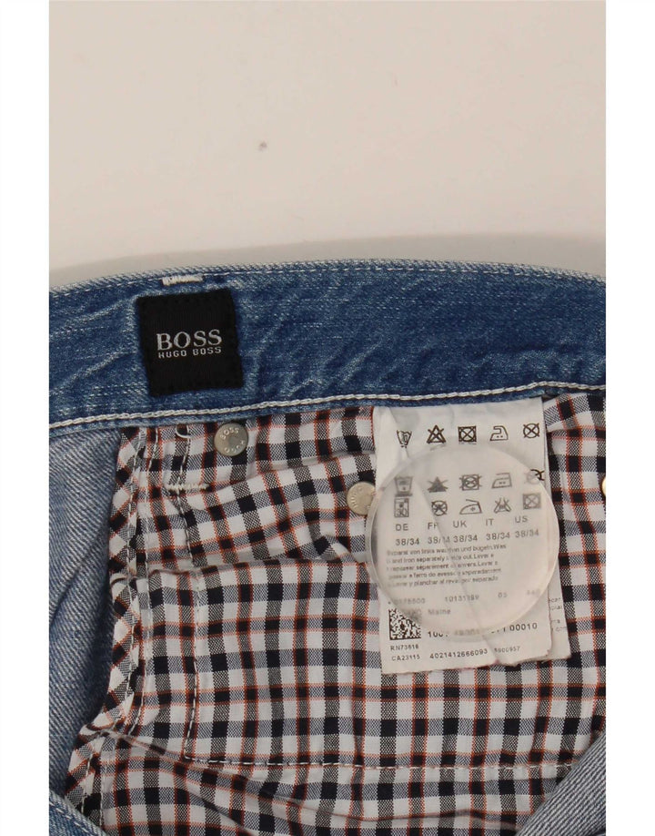 Мужские прямые джинсы Hugo Boss W38 L34 синие, хлопок