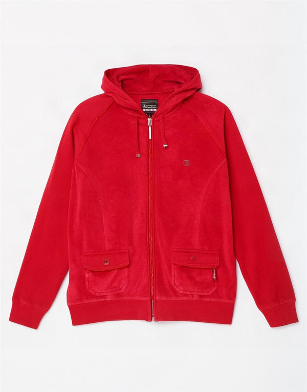 Женский велюровый свитер с капюшоном на молнии Champion Heritage Fit UK 16, большой красный цвет