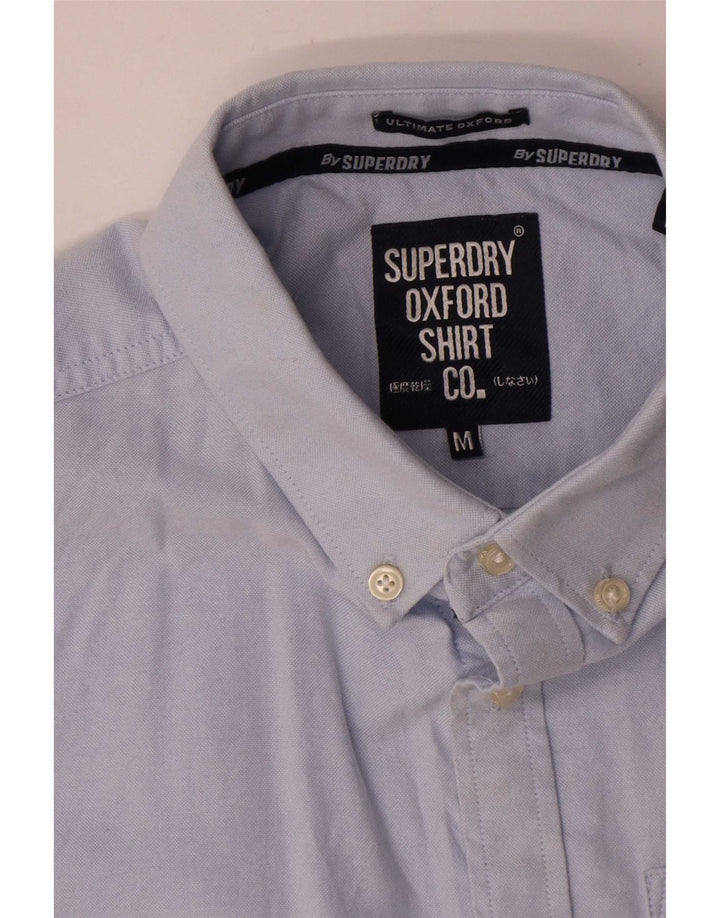 Мужская рубашка с коротким рукавом Superdry, хлопок среднего синего цвета