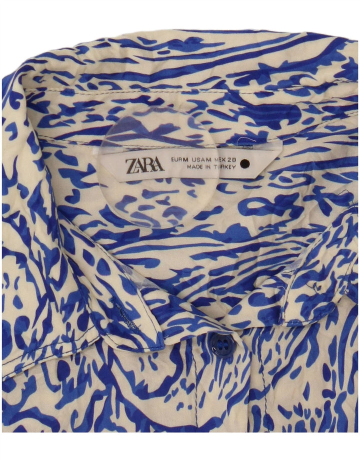 Женская рубашка Zara UK 14, средний синий с пейсли