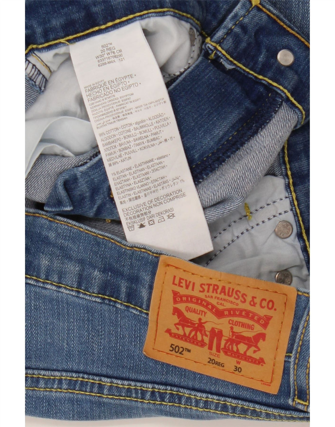 Джинсовые шорты Levi's Boys 502 Regular Taper, 15–16 лет, W30, синий хлопок