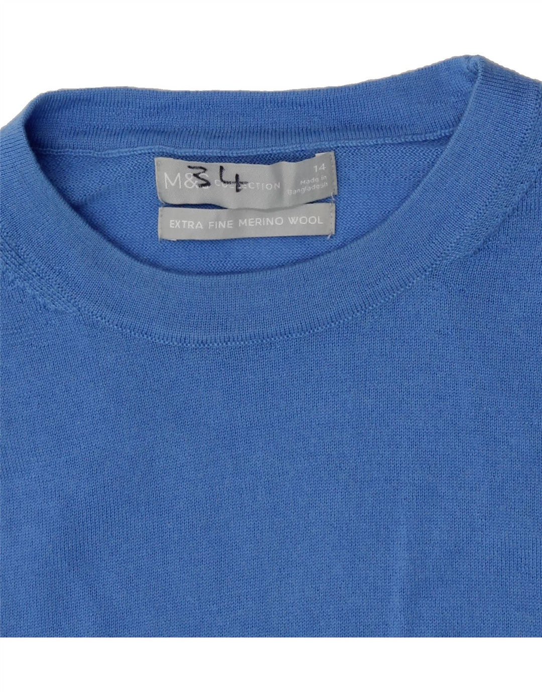 MARKS & SPENCER Womens Crew Neck Jumper Sweater UK 14 Medium Blue Vintage Marks & Spencer and Second-Hand Marks & Spencer from Messina Hembry 