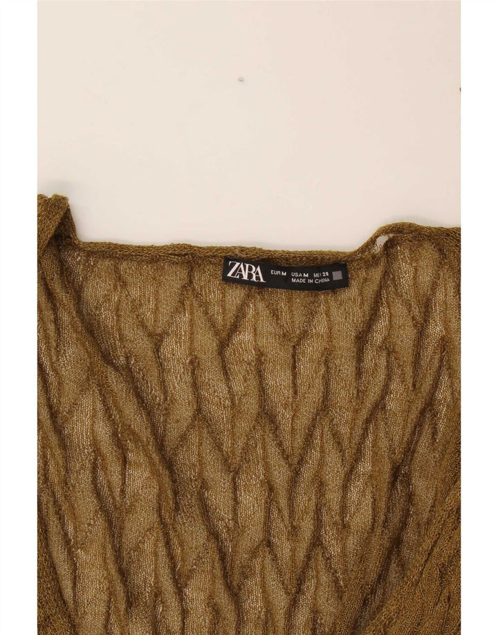 Женский прозрачный укороченный кардиган Zara UK 14, средний хаки