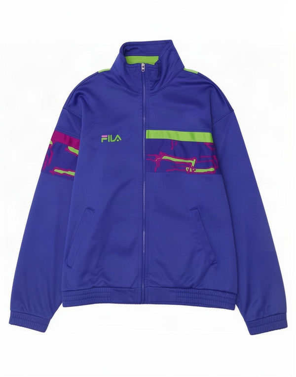 Fila Boys Tracksuit Top Jacket 11-12 Years Blue Colourblock Triacetate
