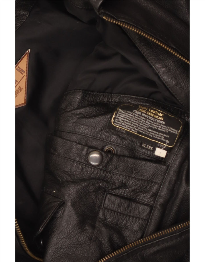 Мужская кожаная куртка MILAN UK 40, большая черная кожа