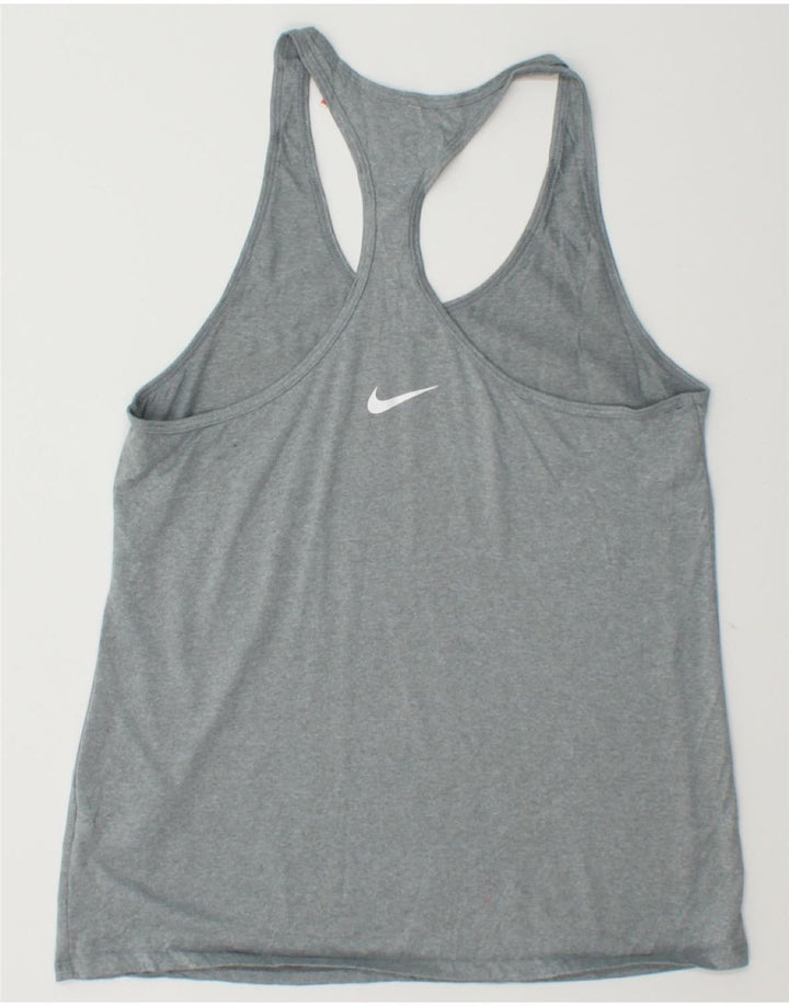 NIKE Womens Dri Fit Graphic Vest Top UK 12 Medium Grey Polyester Vintage Nike and Second-Hand Nike from Messina Hembry 