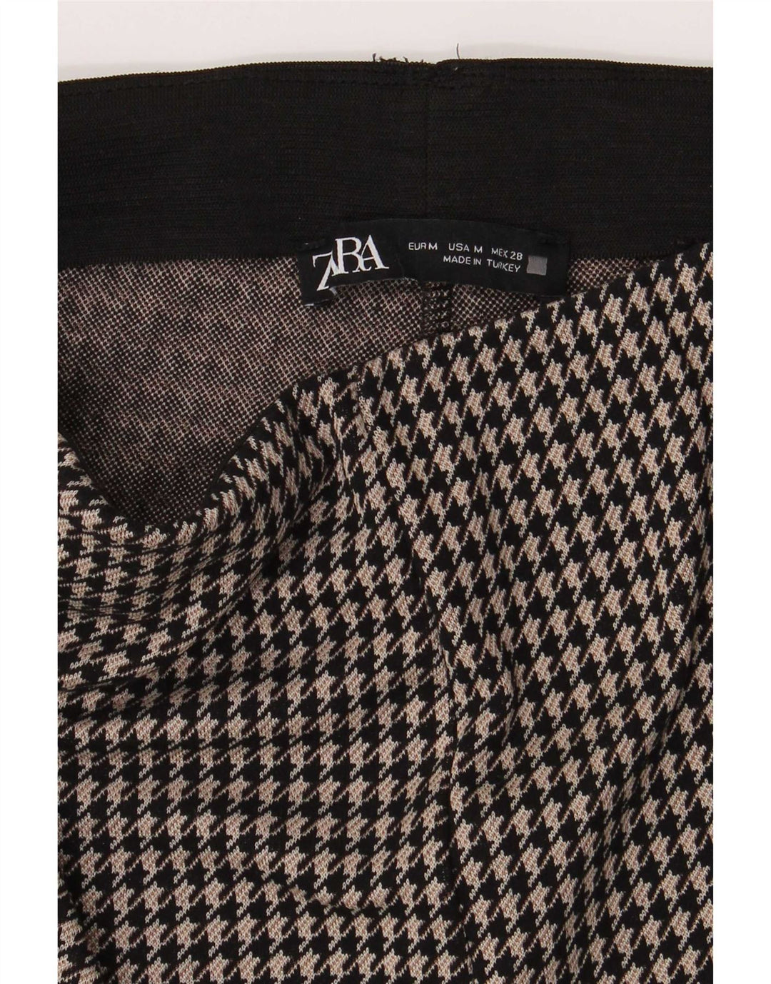 Женские леггинсы Zara UK 14, средние, черные с узором «гусиные лапки»