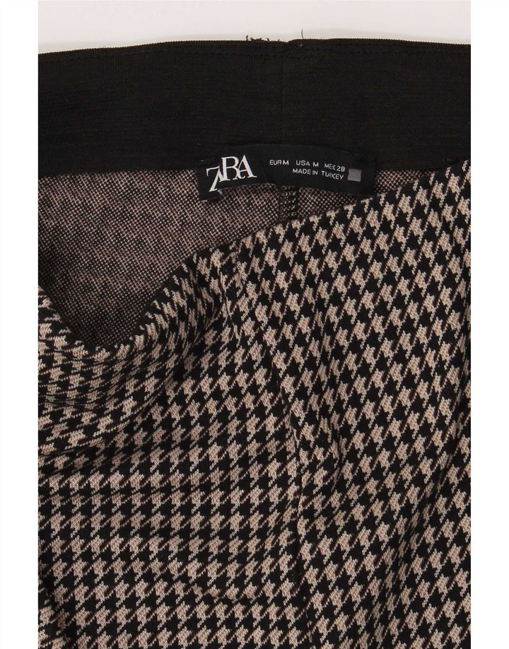 Женские леггинсы Zara UK 14, средние, черные с узором «гусиные лапки»