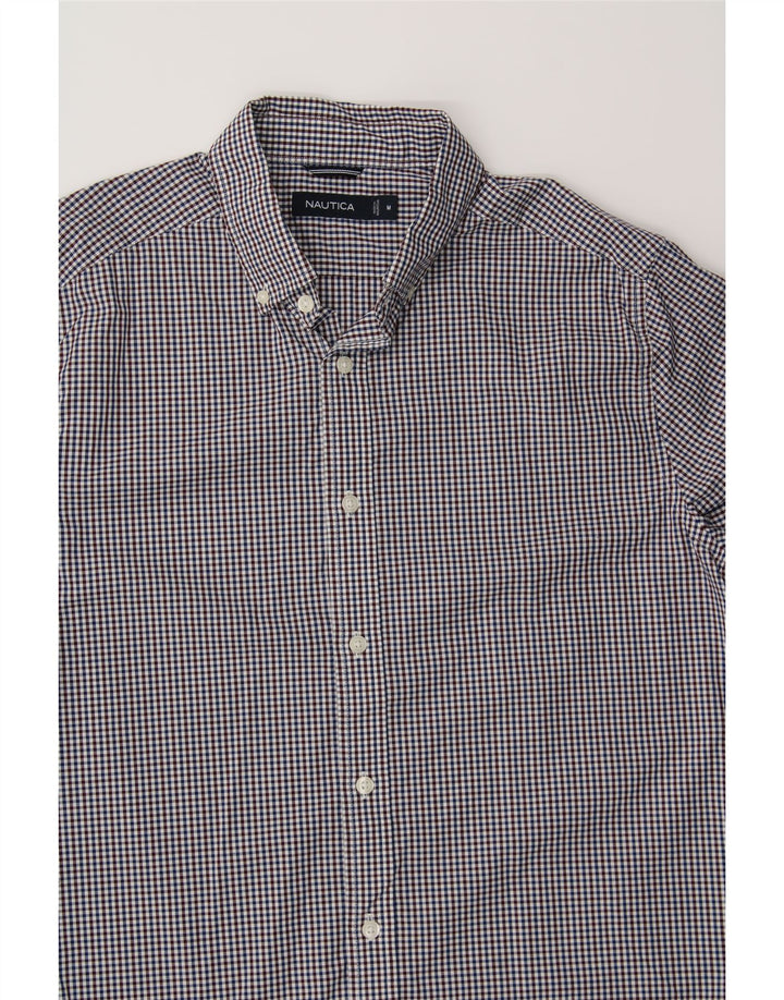 NAUTICA Mens Shirt Medium Navy Blue Gingham Cotton Vintage Nautica and Second-Hand Nautica from Messina Hembry 