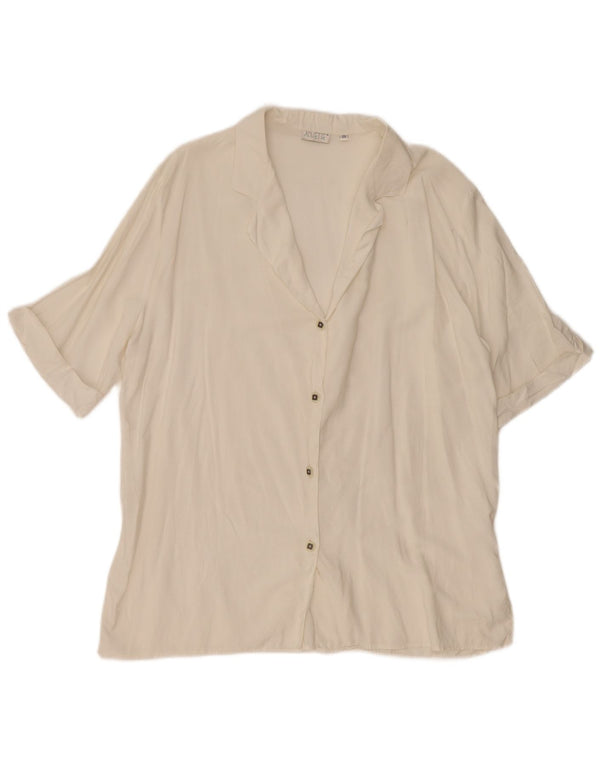 Винтажная женская блузка-рубашка с коротким рукавом, Великобритания, 18 XL, белая