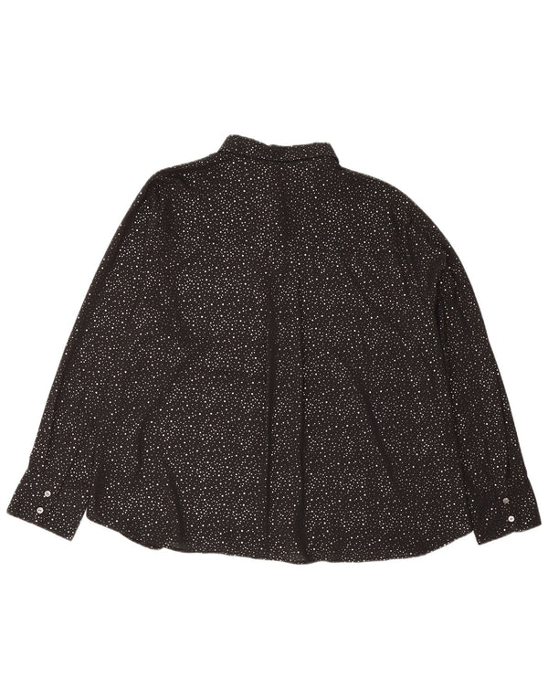 Женская блузка-рубашка оверсайз Marks & Spencer UK 18 XL, черная в крапинку