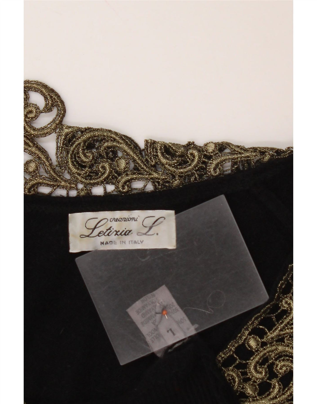 LETIZIA L. Женский джемпер с v-образным вырезом, Великобритания 16, большой черный, шерсть с пейсли