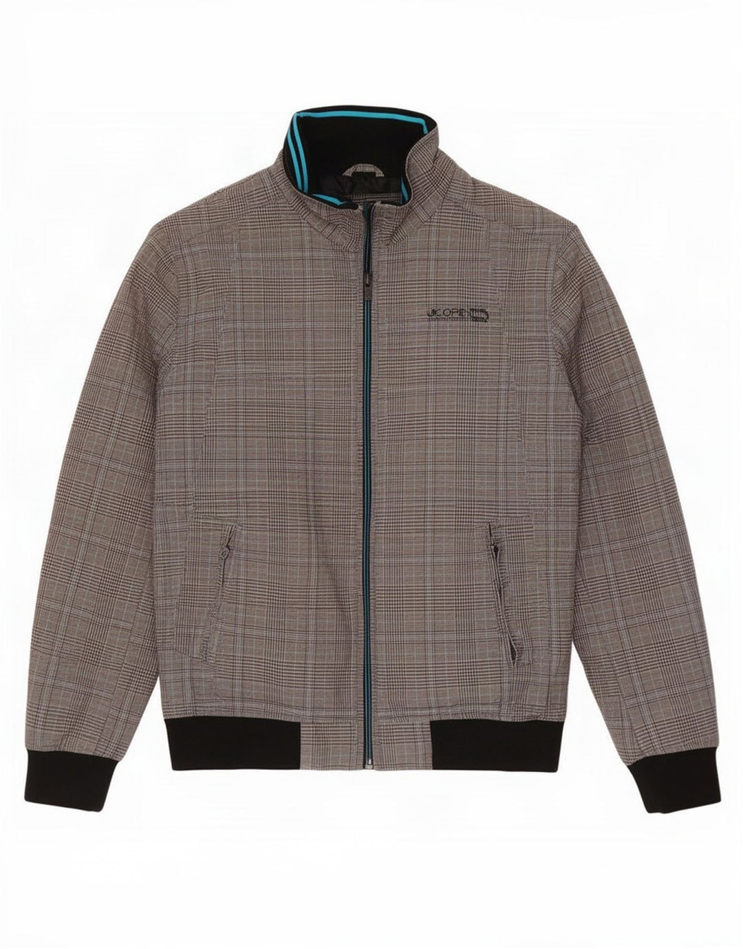 Мужская куртка-бомбер Jack & Jones UK 38, хлопковый средний серый цвет в клетку