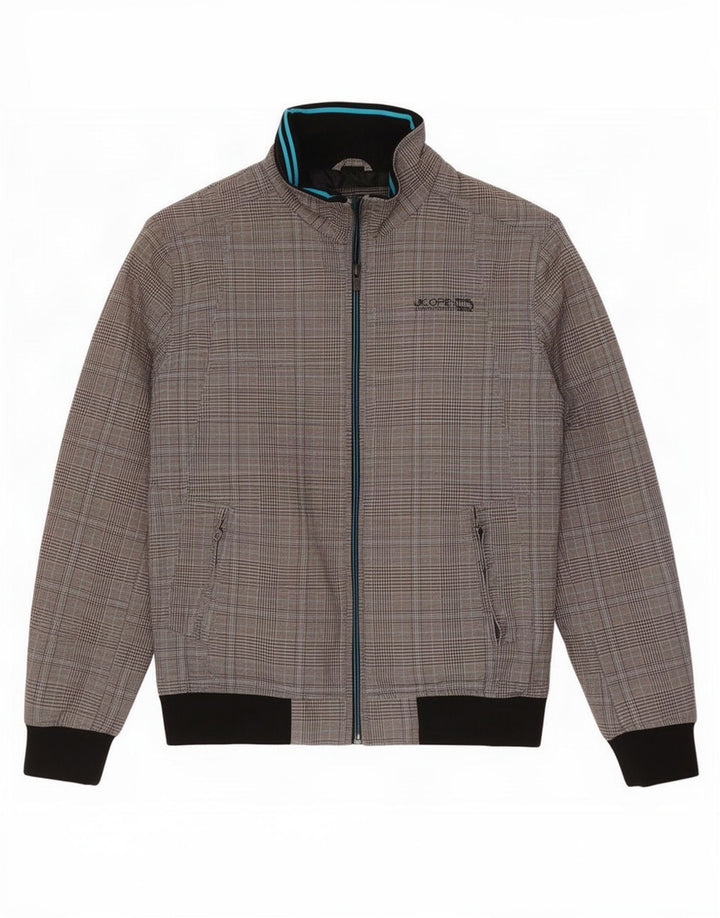 Мужская куртка-бомбер Jack & Jones UK 38, хлопковый средний серый цвет в клетку