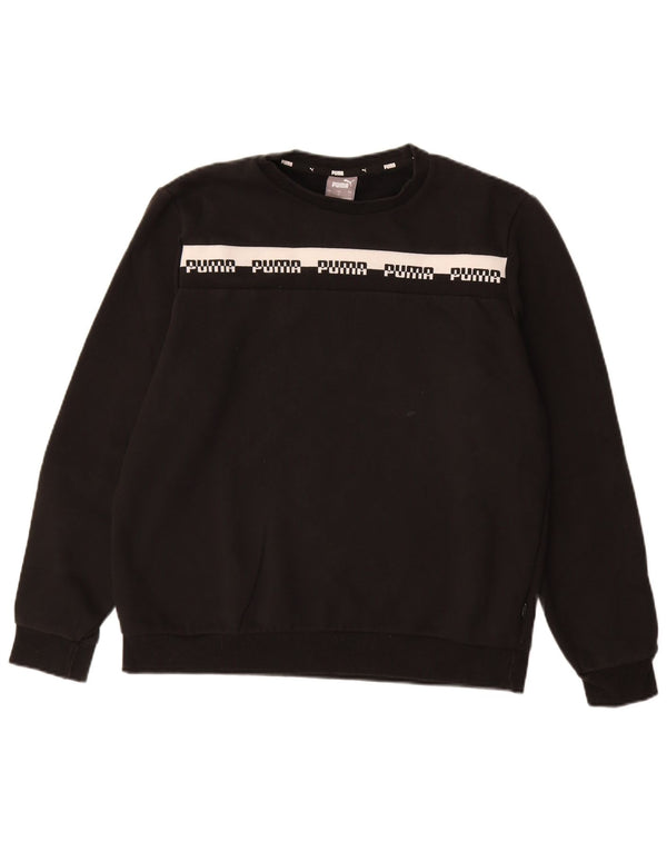 Мужской свитшот с рисунком PUMA, большой черный хлопковый джемпер
