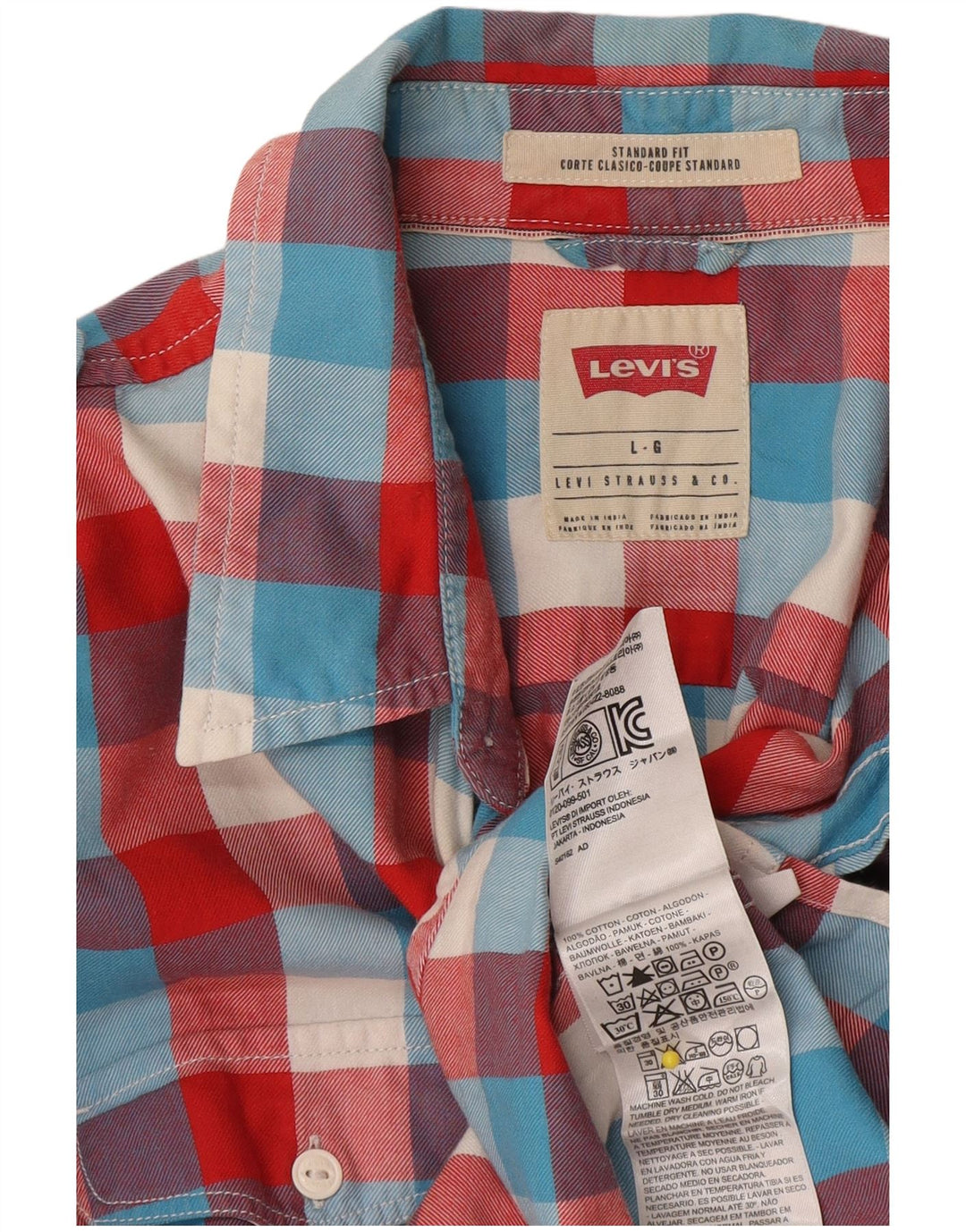 Мужская рубашка стандартного кроя Levi's, большая разноцветная клетка, хлопок