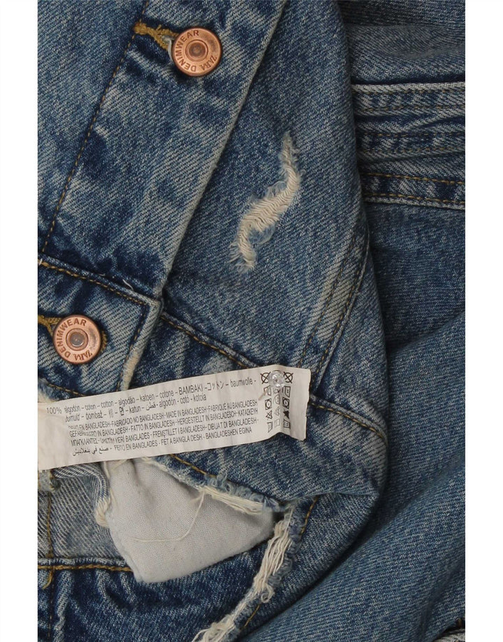 Женская джинсовая куртка оверсайз Zara UK 10, маленькая синяя, хлопок