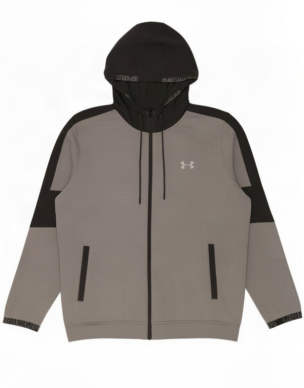 Мужской свитер с капюшоном и молнией с графическим рисунком Under Armour, XL, серый с цветными блоками