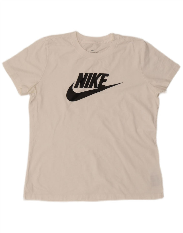 Женская футболка с рисунком Nike Top UK 14, средний белый хлопок, белый цвет