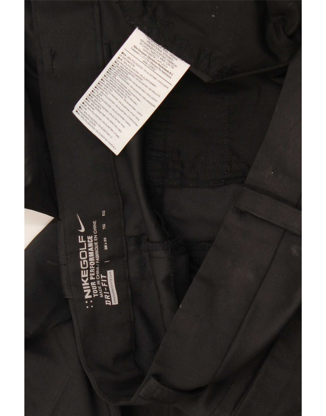 Мужские прямые повседневные брюки Nike Dri Fit W38 L32, черный полиэстер