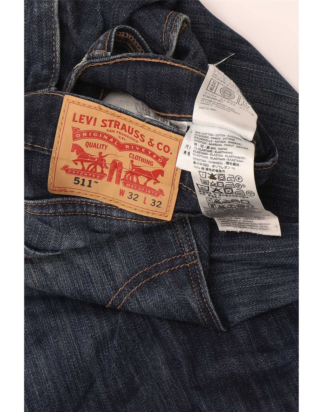 Мужские джинсы Levi's 511 Slim W32 L32 Темно-синие, хлопок